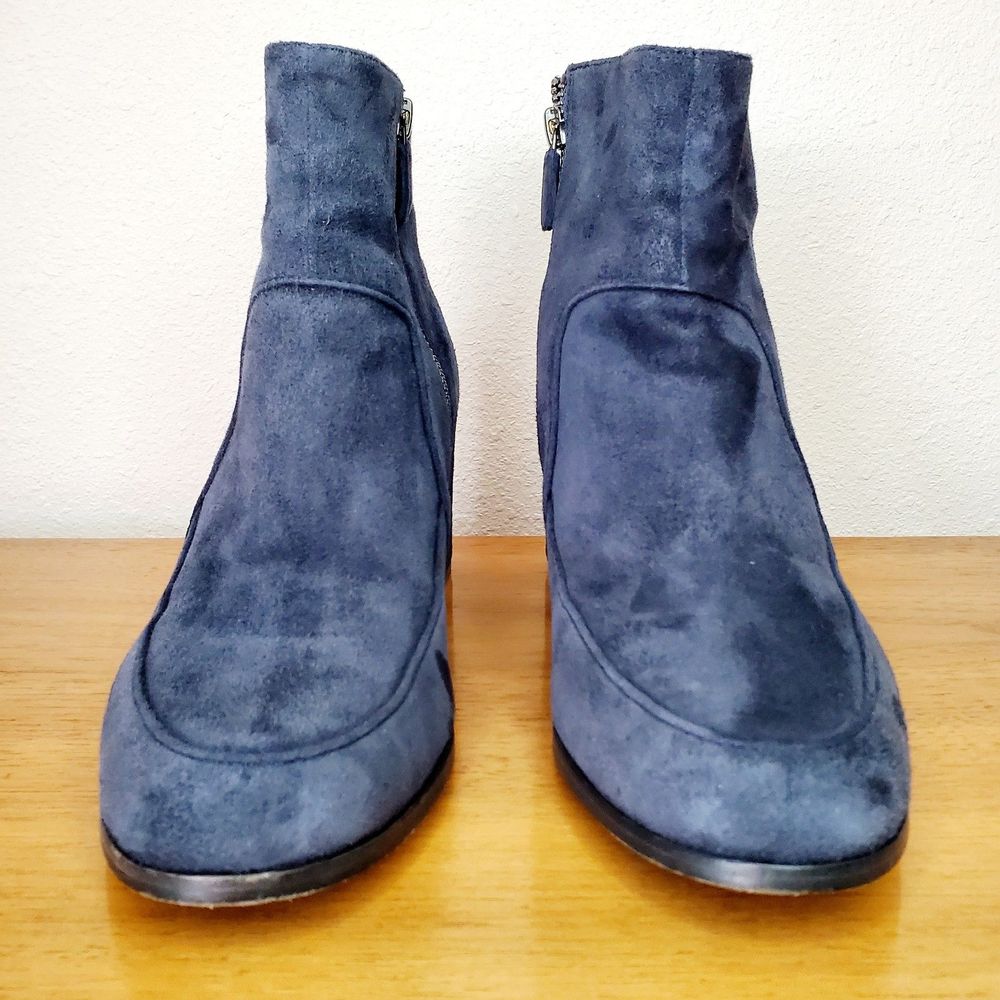 Eileen Fisher Navy Blue Suede Ankle Booties